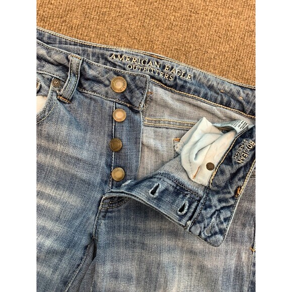 American Eagle Jeans Womens 6 Boyfriend Low Rise Distressed Button Fly Denim - Picture 3 of 9